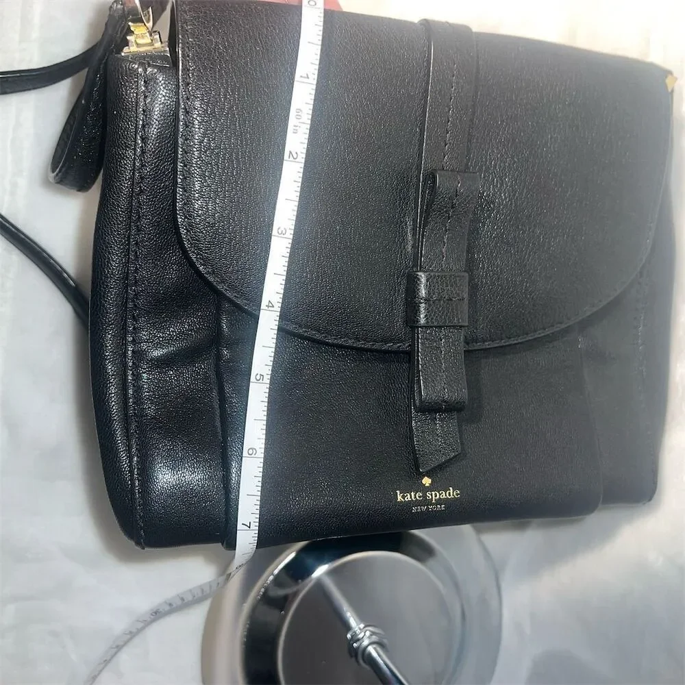Kate Spade Black Leather Crossbody Purse Adjustable Strap Women's Bag